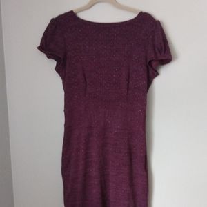 Short Sleeve Purple Long Sparkly Dress